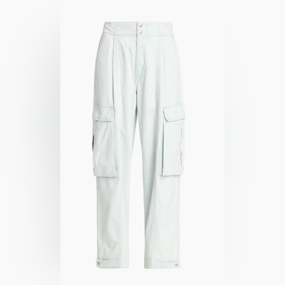 NWT FRAME The Thrill Wide Leg Cargo Jeans Pants Light Wash Denim Size 34 $348